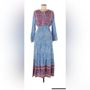 Seven Islands Floral Blue Boho Maxi Dress size L